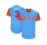 Men's 2017 Little League World Series Rangers #3 Delino DeShields Poppa Light Blue Jersey