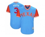 Men's 2017 Little League World Series Rangers #3 Delino DeShields Poppa Light Blue Jersey