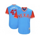 Men's 2017 Little League World Series Rangers #43 Tony Barnette Barnítez Light Blue Jersey