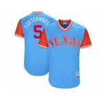 Men's 2017 Little League World Series Rangers #5 Mike Napoli Porterhouse Light Blue Jersey
