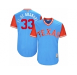 Men's 2017 Little League World Series Rangers Martin Perez #33 El de Guanare Light Blue Jersey