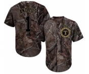 Men's Majestic Texas Rangers #1 Elvis Andrus Authentic Camo Realtree Collection Flex Base MLB Jersey