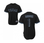 Men's Majestic Texas Rangers #1 Elvis Andrus Replica Black Fashion MLB Jersey