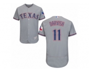 Men's Majestic Texas Rangers #11 Yu Darvish Grey Flexbase Authentic Collection MLB Jersey