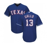 Men's Majestic Texas Rangers #13 Joey Gallo Authentic Royal Blue Team Logo Fashion Cool Base MLB Jersey