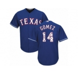 Men's Majestic Texas Rangers #14 Carlos Gomez Authentic Royal Blue Team Logo Fashion Cool Base MLB Jersey