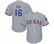 Men's Majestic Texas Rangers #16 Ryan Rua Replica Grey Road Cool Base MLB Jersey