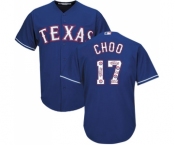 Men's Majestic Texas Rangers #17 Shin-Soo Choo Authentic Royal Blue Team Logo Fashion Cool Base MLB Jersey