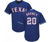 Men's Majestic Texas Rangers #20 Darwin Barney Authentic Royal Blue Team Logo Fashion Cool Base MLB Jersey