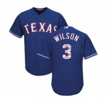 Men's Majestic Texas Rangers #3 Russell Wilson Authentic Royal Blue Team Logo Fashion Cool Base MLB Jersey