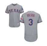 Men's Majestic Texas Rangers #3 Russell Wilson Grey Road Flex Base Authentic Collection MLB Jersey