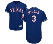 Men's Majestic Texas Rangers #3 Russell Wilson Royal Blue Alternate Flex Base Authentic Collection MLB Jersey