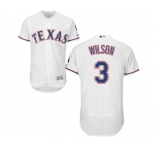 Men's Majestic Texas Rangers #3 Russell Wilson White Home Flex Base Authentic Collection MLB Jersey