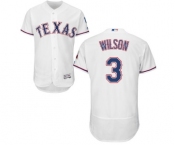 Men's Majestic Texas Rangers #3 Russell Wilson White Home Flex Base Authentic Collection MLB Jersey