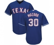 Men's Majestic Texas Rangers #30 Nomar Mazara Authentic Royal Blue Team Logo Fashion Cool Base MLB Jersey