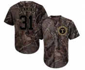 Men's Majestic Texas Rangers #31 Ferguson Jenkins Authentic Camo Realtree Collection Flex Base MLB Jersey
