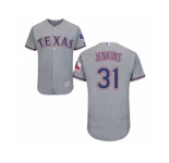Men's Majestic Texas Rangers #31 Ferguson Jenkins Grey Flexbase Authentic Collection MLB Jersey