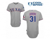 Men's Majestic Texas Rangers #31 Ferguson Jenkins Replica Grey Road Cool Base MLB Jersey