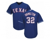 Men's Majestic Texas Rangers #32 Josh Hamilton Authentic Royal Blue Team Logo Fashion Cool Base MLB Jersey