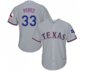 Men's Majestic Texas Rangers #33 Martin Perez Replica Grey Road Cool Base MLB Jersey