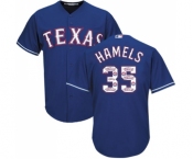 Men's Majestic Texas Rangers #35 Cole Hamels Authentic Royal Blue Team Logo Fashion Cool Base MLB Jersey