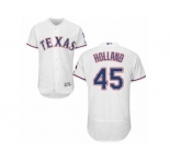 Men's Majestic Texas Rangers #45 Derek Holland White Flexbase Authentic Collection MLB Jersey
