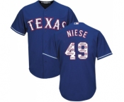 Men's Majestic Texas Rangers #49 Jon Niese Authentic Royal Blue Team Logo Fashion Cool Base MLB Jersey