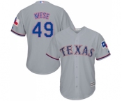 Men's Majestic Texas Rangers #49 Jon Niese Replica Grey Road Cool Base MLB Jersey