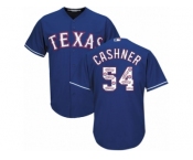 Men's Majestic Texas Rangers #54 Andrew Cashner Authentic Royal Blue Team Logo Fashion Cool Base MLB Jersey