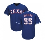 Men's Majestic Texas Rangers #55 Matt Moore Authentic Royal Blue Team Logo Fashion Cool Base MLB Jersey