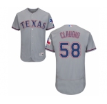 Men's Majestic Texas Rangers #58 Alex Claudio Grey Road Flex Base Authentic Collection MLB Jersey