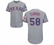 Men's Majestic Texas Rangers #58 Alex Claudio Grey Road Flex Base Authentic Collection MLB Jersey