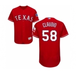 Men's Majestic Texas Rangers #58 Alex Claudio Red Alternate Flex Base Authentic Collection MLB Jersey