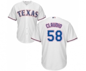 Men's Majestic Texas Rangers #58 Alex Claudio Replica White Home Cool Base MLB Jersey