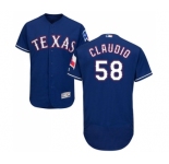 Men's Majestic Texas Rangers #58 Alex Claudio Royal Blue Alternate Flex Base Authentic Collection MLB Jersey