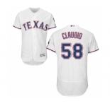 Men's Majestic Texas Rangers #58 Alex Claudio White Home Flex Base Authentic Collection MLB Jersey