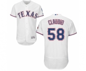 Men's Majestic Texas Rangers #58 Alex Claudio White Home Flex Base Authentic Collection MLB Jersey