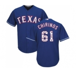 Men's Majestic Texas Rangers #61 Robinson Chirinos Authentic Royal Blue Team Logo Fashion Cool Base MLB Jersey