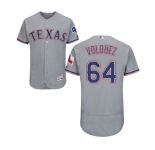 Men's Majestic Texas Rangers #64 Edinson Volquez Grey Road Flex Base Authentic Collection MLB Jersey