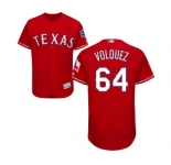 Men's Majestic Texas Rangers #64 Edinson Volquez Red Alternate Flex Base Authentic Collection MLB Jersey