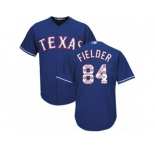 Men's Majestic Texas Rangers #84 Prince Fielder Authentic Royal Blue Team Logo Fashion Cool Base MLB Jersey
