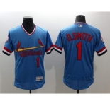 Men St. Louis Cardinals #1 Ozzie Smith Majestic Blue Flexbase Authentic Collection Player Jersey