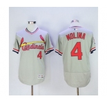 Men St. Louis Cardinals #4 Yadier Molina Majestic Grey Flexbase Authentic Cooperstown Collection Player Jersey