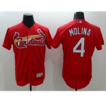 Men St. Louis Cardinals #4 Yadier Molina Majestic Red Flexbase Authentic Collection Player Jersey
