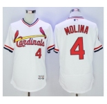 Men St. Louis Cardinals #4 Yadier Molina Majestic White Flexbase Authentic Cooperstown Collection Player Jersey