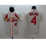 Men St. Louis Cardinals #4 Yadier Molina Majestic cream Flexbase Authentic Collection Player Jersey