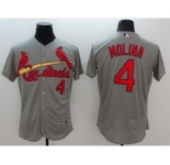 Men St. Louis Cardinals #4 Yadier Molina Majestic grey Flexbase Authentic Collection Player Jersey