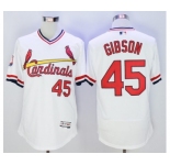 Men St. Louis Cardinals #45 Bob Gibson Majestic White Flexbase Authentic Cooperstown Collection Player Jersey