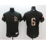 Men St. Louis Cardinals #6 Stan Musial Majestic Green Salute to Service Flexbase Authentic Collection Jersey