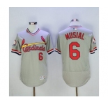 Men St. Louis Cardinals #6 Stan Musial Majestic Grey Flexbase Authentic Cooperstown Collection Player Jersey